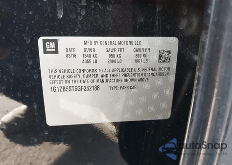 2016 Chevrolet Malibu Ls из США, поврежденный, VIN 1G1ZB5ST6GF262188